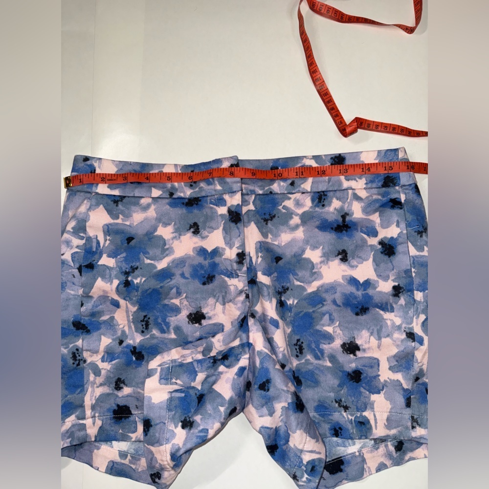 J. Crew Watercolor Floral Chino Shorts Size 2 Pink Blue 100% Cotton Preppy - Picture 8 of 12